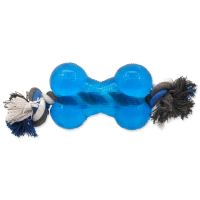 Hračka DOG FANTASY Strong kost gumová s provazem modrá 13,9cm
