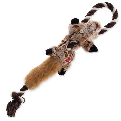 Hračka DOG FANTASY Skinneeez s provazem veverka 35cm