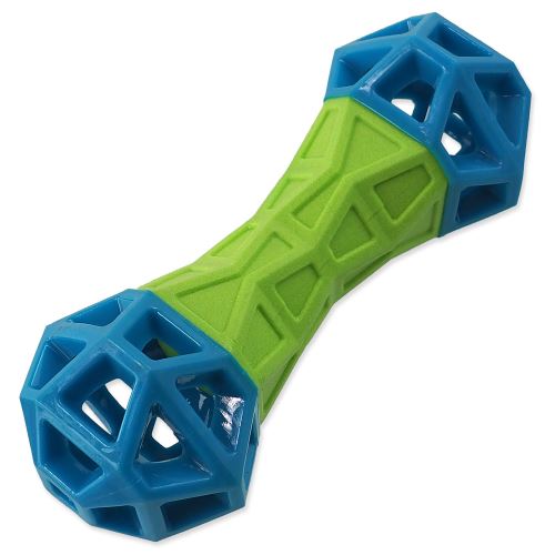 Hračka DF Kost s geometrickými obrazci pískací zeleno-modrá 18x5,8x5,8cm