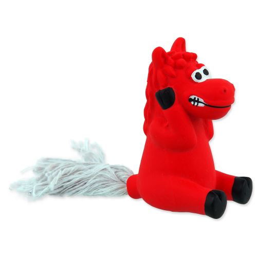 Hračka DOG FANTASY Latex Mini Kůň červený se zvukem 7cm