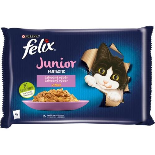 Felix Fantastic Junior kuře a losos v želé 4x85g