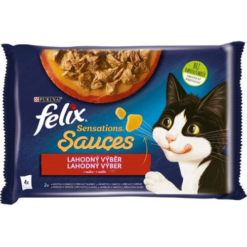 Felix Sensations Sauces s krůtou a jehněčím v omáčce 4x85g