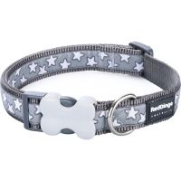 Obojek RD 20mm x 30-47cm - Stars White on Grey Obojek RD 20mm x 30-47cm - Stars White on Grey